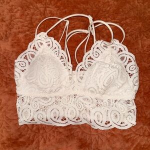 PINK Victoria's Secret White Lace Bralette with Strappy Detail